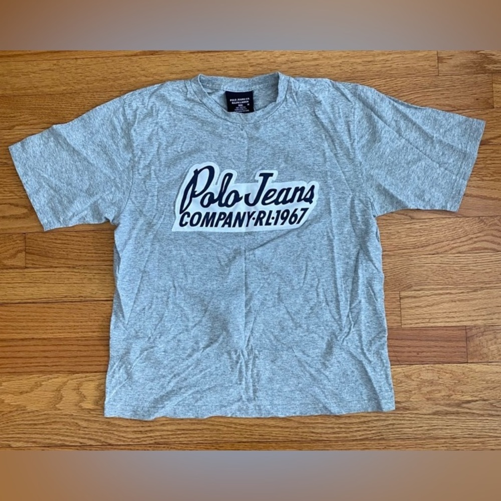 Ralph Lauren Polo Jeans Co Tshirt Young Adult Medium Gray Tee Logo Short Sleeve